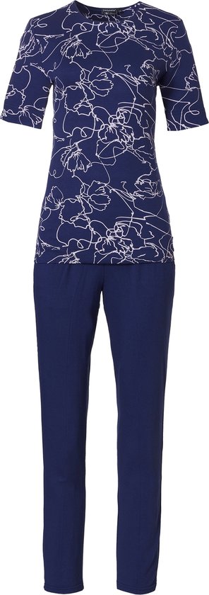 Pastunette Deluxe - Flower Lines - Pyjamaset - Blauw - Maat 38 - Viscose