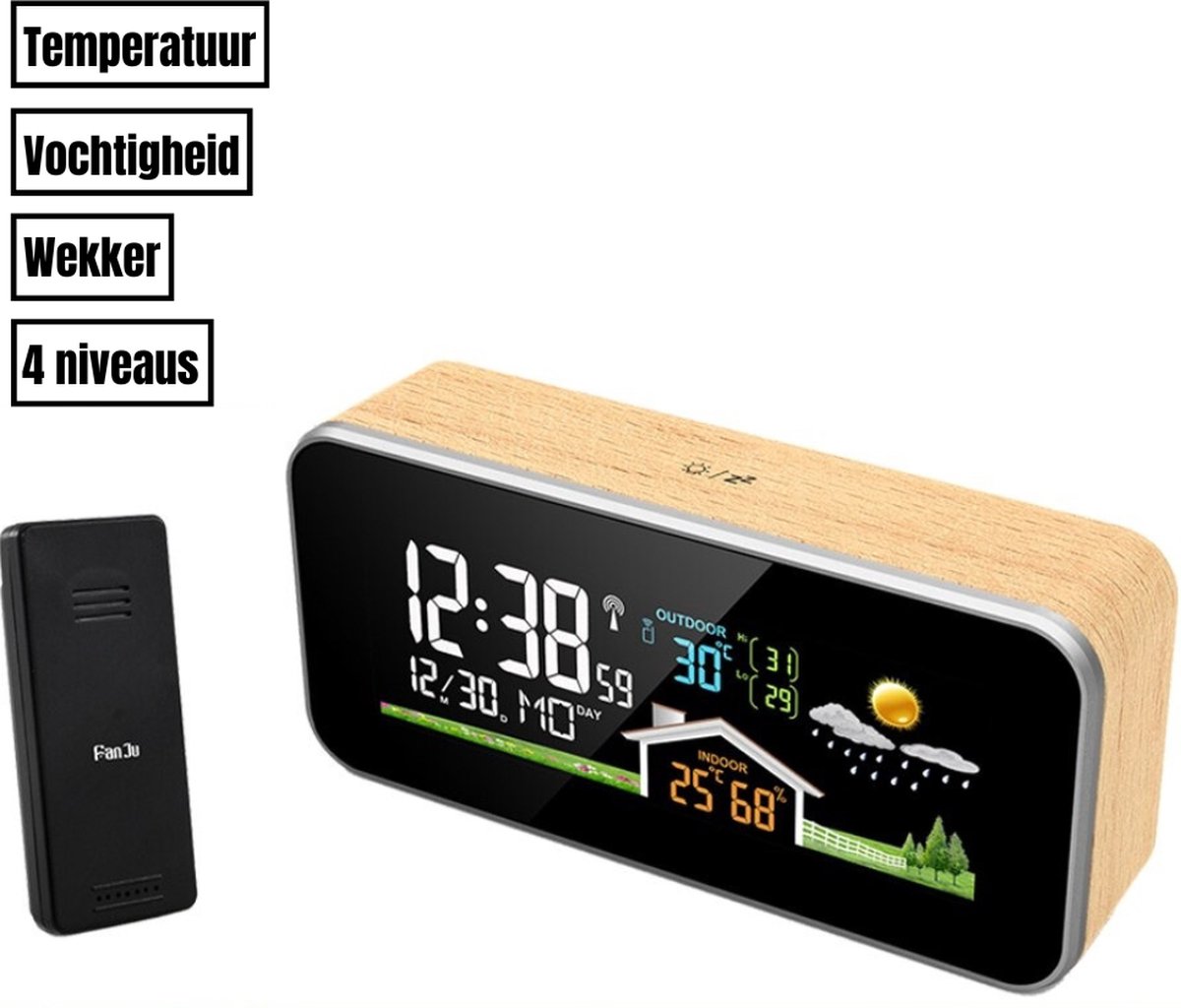DAZZLEEX Mini thermometer temperatuur display digitaal met sonde zwarte kabel