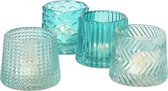 Boltze Home Theelichthouder glas Sabena Aqua blauw- verkrijgbaar in 4 verschillende prints.