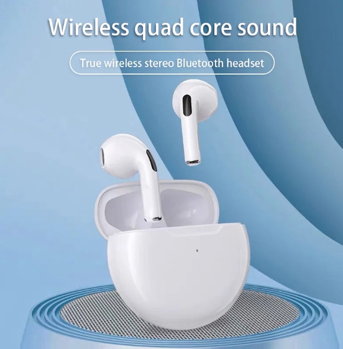 - Pro 6 - draadloze oordopjes -oortjes draadloos - Draadloze Bluetooth Oortjes - Earbuds - Oortjes - Volume bediening- 25 uur speeltijd- geschikt voor sporten/ dagelijks gebruik- inclusief oplaadbare oplaadcase - wit