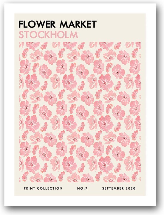 Marché aux fleurs | Velours Impression Art | 30x40 cm | Design minimaliste | 12 motifs