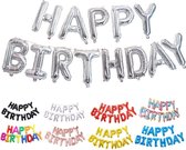 *** Zilver Happy Birthday Verjaardag Folie Ballonnen - Feest Party Versiering Ballon - van Heble® ***