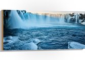 WallClassics - Hout - Goðafoss Watervallen in IJsland - 100x50 cm - 9 mm dik - Foto op Hout (Met Ophangsysteem)