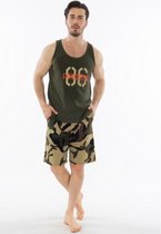 Vienetta Militaire Camo heren pyjama t-shirt + shorts - 100 % katoen S