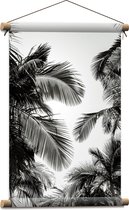 WallClassics - Textielposter - Zwart/ Witte Palmbladeren - 40x60 cm Foto op Textiel