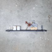 GoudmetHout Massief Eiken Wandplank - 100x15 cm - Zwart eiken - Industriële plankdragers L-vorm UP zonder coating - Staal - Zwarte wandplank