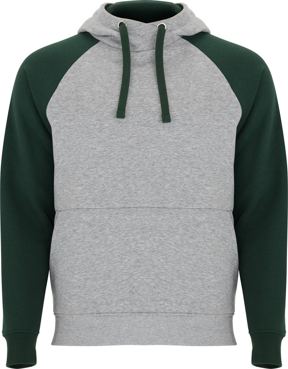 Roly Badet Hooded Sweatshirt RY1058 - Heather Grey 58/Bottle Green 56 - M