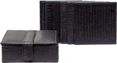 Dôme Deco - Doukas Coasters Black - 6 Stuks - Leder - Onderzetters Voor Glazen - Zwart - Vierkant - Cadeau