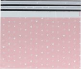 Verzendzakken voor Kleding - 100 stuks - 50 x 35.3 cm (A3) - Roze hartjes - Verzendzakken Webshop - Verzendzakken plastic met plakstrip