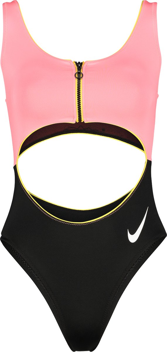 Nike Swim Colorblock Cutout Badpak Sneldrogend platte naden ondoorzichtig dankzij de voering Zwart