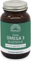 Mattisson - Vegan Algenolie Omega 3 500 mg - DHA 375 mg & EPA 125 mg - Vegan Voedingssupplement - 60 Capsules