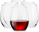 Stemless wijnglazen set wijnbeker platte bodem wijnglazen stemless glazen tuimelaars voor rode of witte wijn drinkbekers | vaatwasmachinebestendig | collectie Sofia | 580 ml | set van 6 stuks