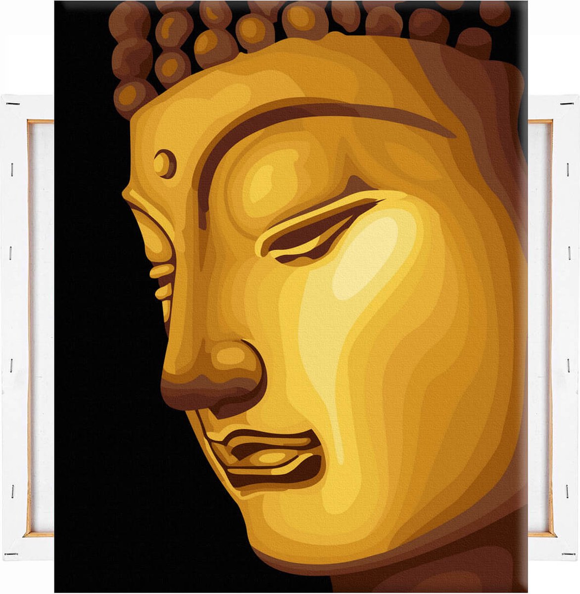 Schilderen Op Nummer Volwassenen DIY Paint By Number Compleet Hobby Pakket op Frame met Vernis - ®Arty Bee - Golden Buddha - 40x50cm — afbeelding 4