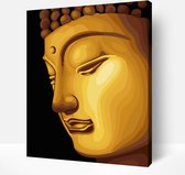 Schilderen Op Nummer Volwassenen DIY Paint By Number Compleet Hobby Pakket op Frame met Vernis - ®Arty Bee - Golden Buddha - 40x50cm