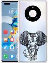 Huawei Mate 40 Pro Hoesje Elephant Mandala Black Designed by Cazy