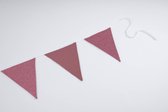 Vlaggenlijn van stof | Twinkle Pinkle - 5 meter / 18 vlaggetjes - Roze driehoek vlaggetjes met glitter - Verjaardag slinger / Babykamer decoratie - Stoffen slingers handgemaakt & duurzaam