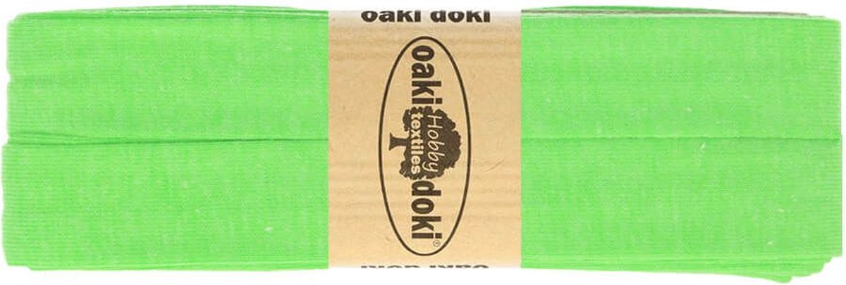 Oaki Doki Jersey Tricot Biaisband 20mm – 3 Meter – Kleur 951 Appelgroen – Elastisch Afwerkband voor Naaiprojecten