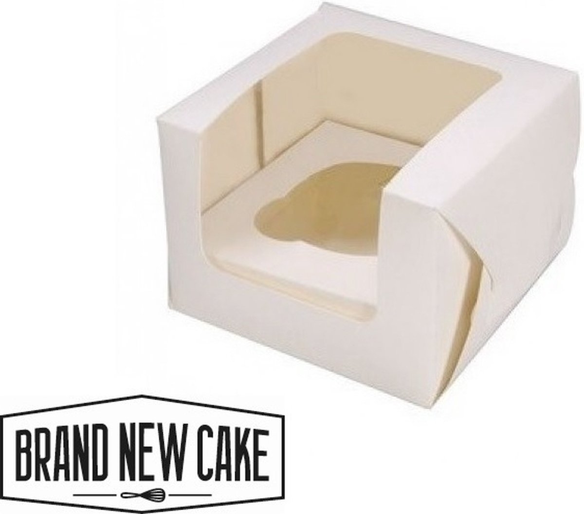 BrandNewCake® Cupcake Doos voor 1 Cupcake - 9x9x9 cm - Wit - Met Tray en Venster - 25 Stuks