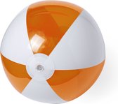 Ballon de plage - 28 cm - Jouets de plage - Opblaasbaar - Rayé - PVC - orange - blanc