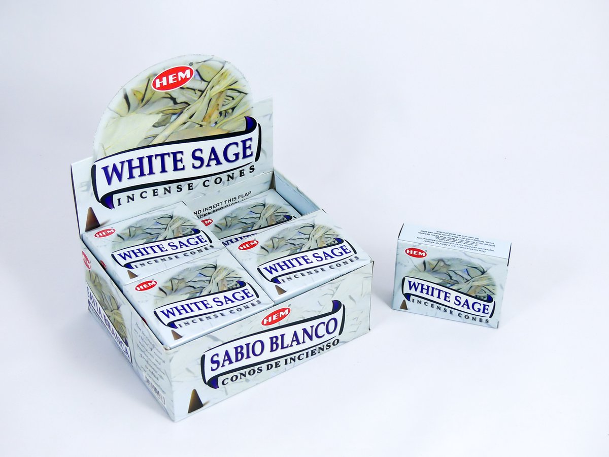 HEM Wierook Kegels / Cones - White Sage - Voordeelbox (12 Pakjes / 120 Kegels)