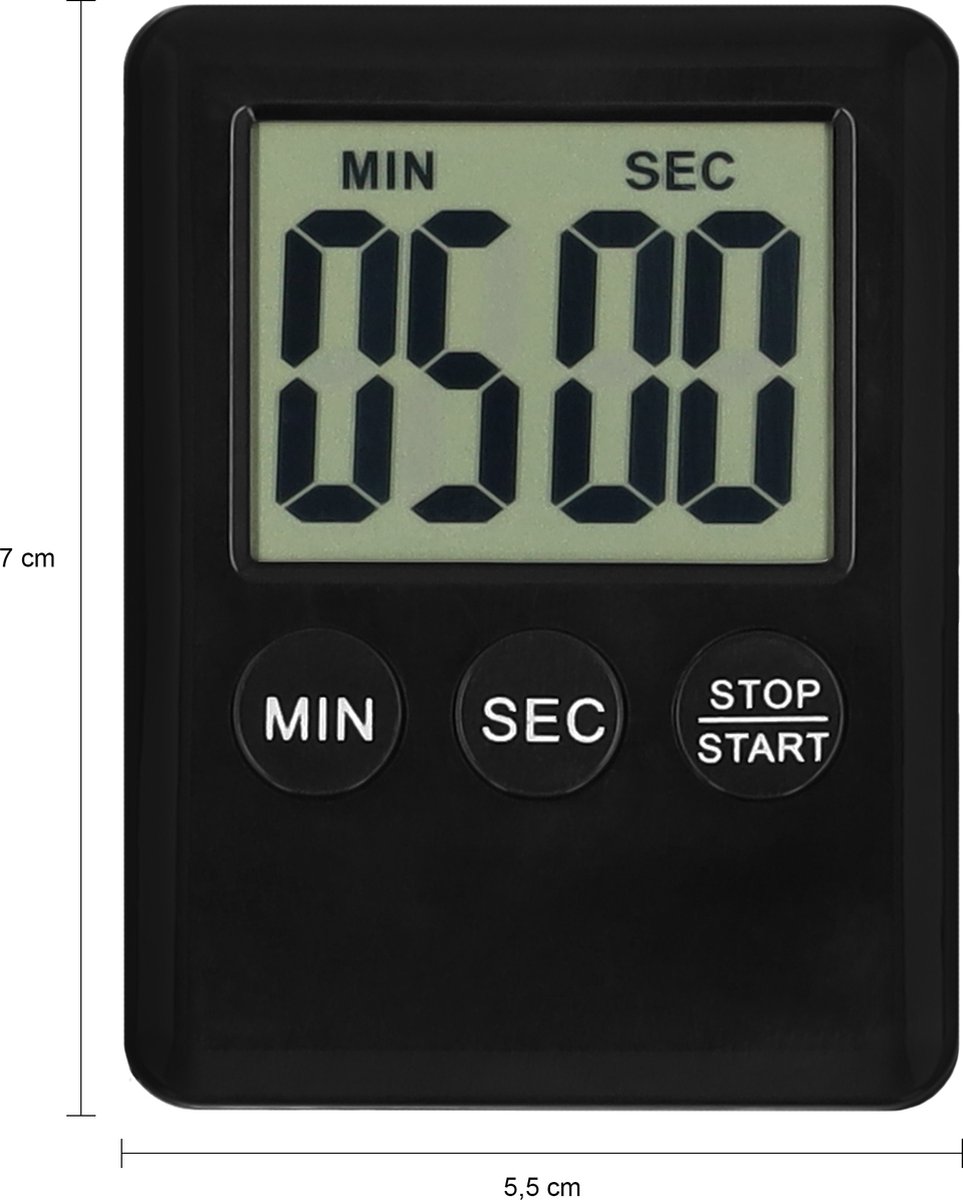 Krumble Mini Kookwekker – Digitale Timer – Kleine Kookwekker – Keukenwekker – Zachte Alarmtoon – Met Magneet – Compact – Zwart — cadeau in Kookcadeaus - foto 3