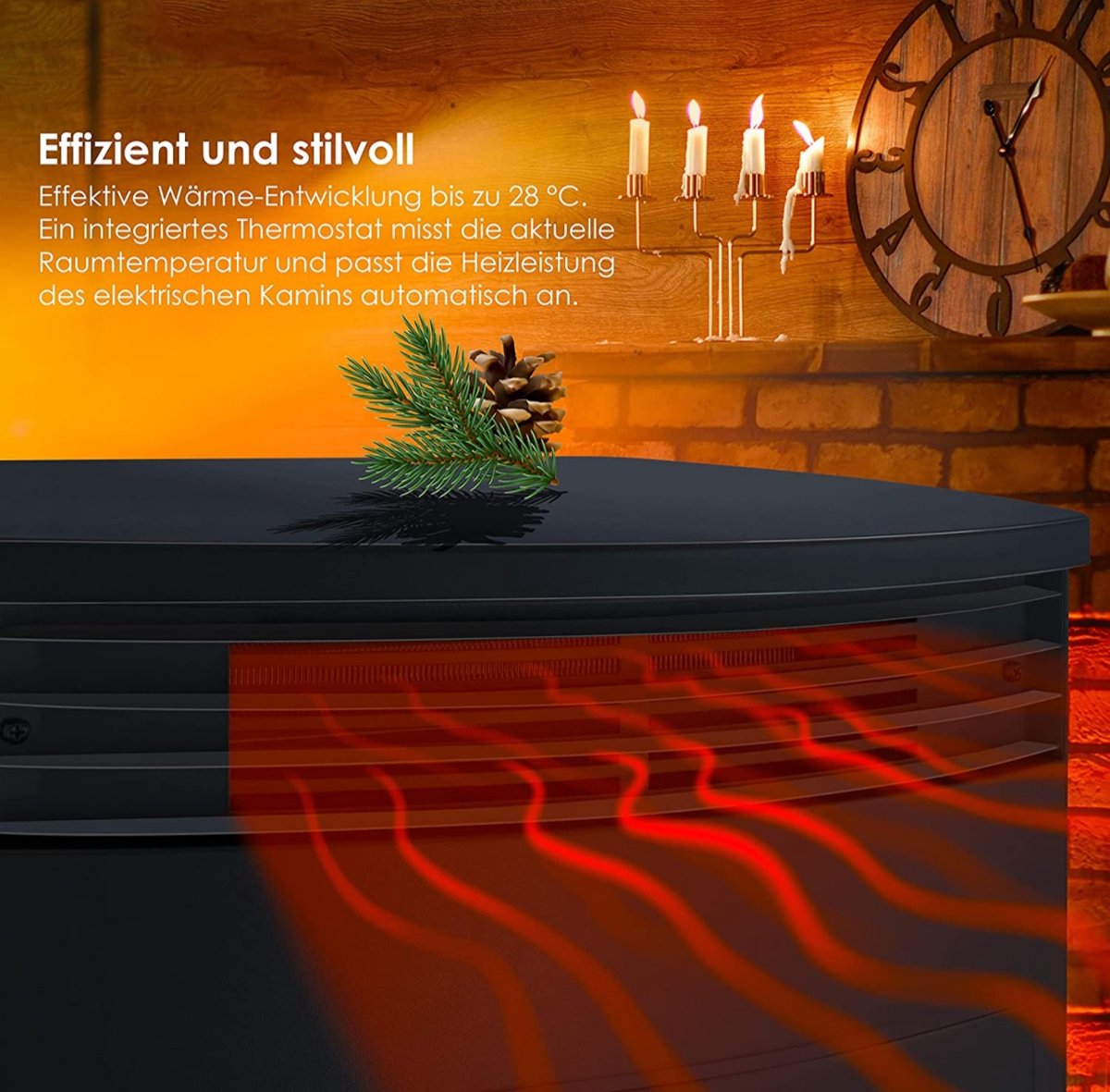 Openhaardkachel - Elektrisch - Vlameffect - Metaal - Zwart