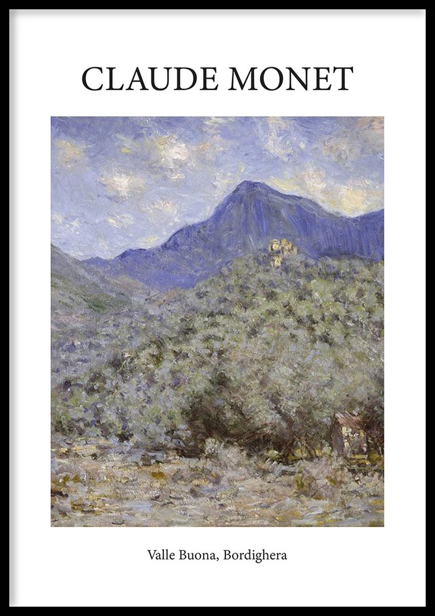 Poster Valle Buona - 30x40 cm - Vintage poster - Geschilderd door Claude Monet - Schilderkunst - Beroemde Schilder - Exclusief fotolijst - WALLLL