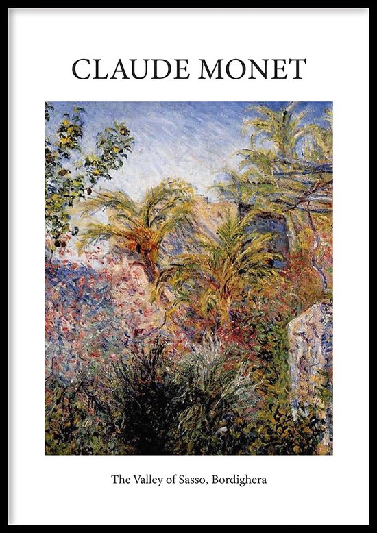 Poster The Valley of Sasso - 30x40 cm - Geschilderd door Claude Monet - Schilderkunst - Beroemde Schilder - Exclusief fotolijst - WALLLL