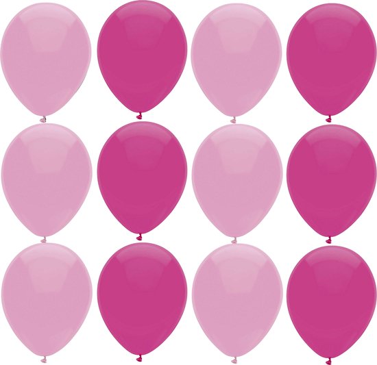 Haza Ballonnen verjaardag/thema feest - 200x stuks - roze/donkerroze