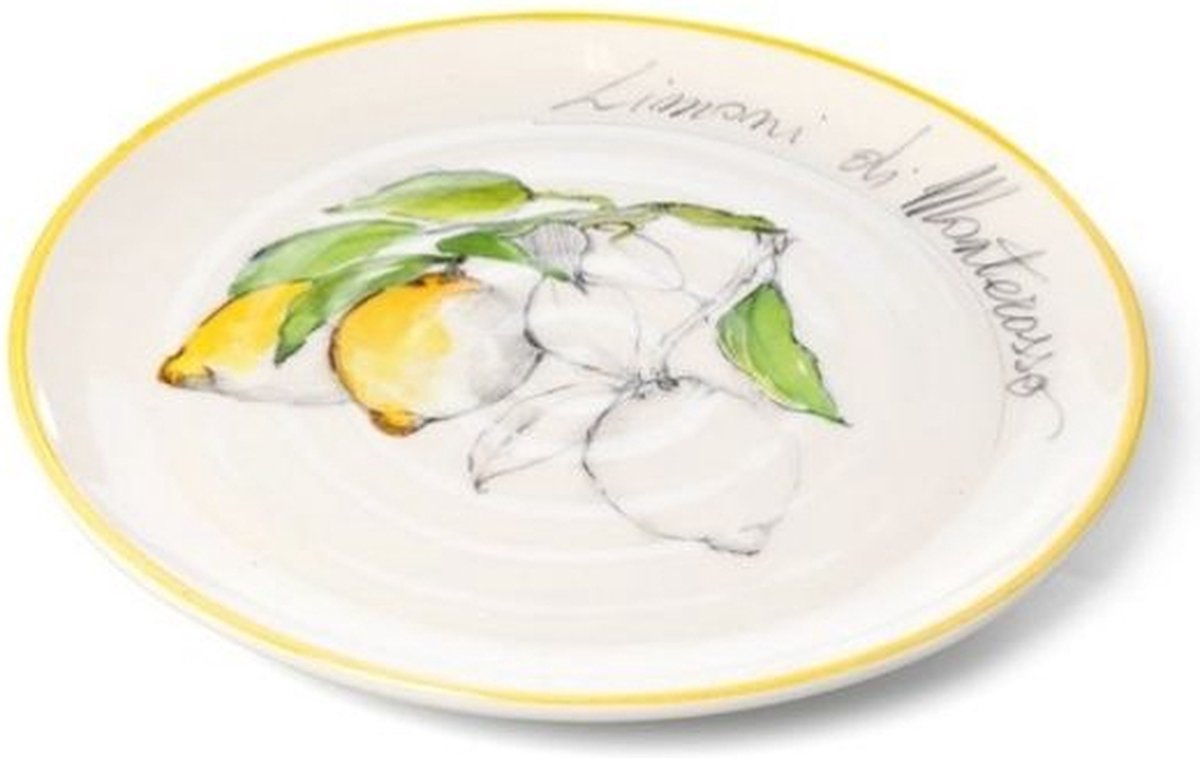 Oil & Vinegar | Limoni bord plat - Keramiek - Handgeschilderd - 24cm