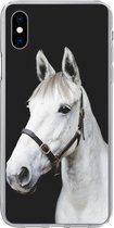 Geschikt voor iPhone Xs hoesje - Paard - Halster - Wit - Siliconen Telefoonhoesje