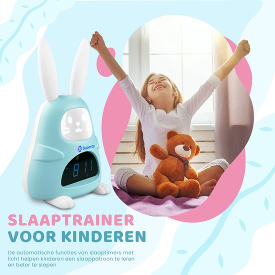 Superity Konijn - Slaaptrainer - Kinderwekker en Nachtlampje voor Kinderen - Kinderwekker Digitaal - Digitale Wekker - Nachtlamp - Slaapwekker