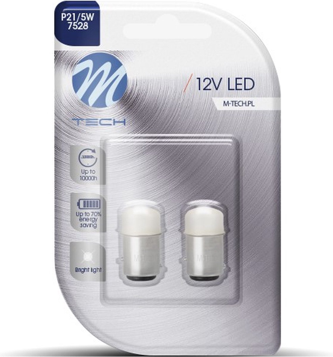 M-Tech LED - BAY15d / P21/5W 12V 3W - Basic 9x Led diode - Wit - Set
