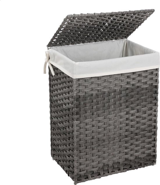 Wasmand met deksel, 110l wasmand 2 compartimenten, verwijderbare