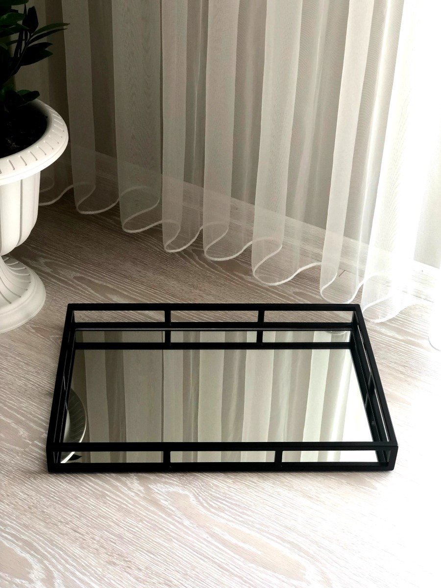 Home style Spiegeldienbald zwart 60x40cm Eric kuster stijl spiegel dienblad metalen spiegel dienblad Eichholtz style