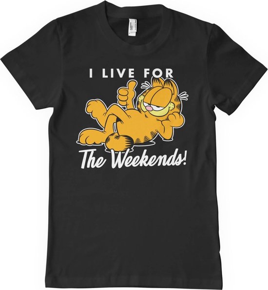 Garfield Heren Tshirt -2XL- Live For The Weekend Zwart