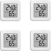 WiseGoods Luxe Hygrometer Binnen - Thermometer & Luchtvochtigheidsmeter - Wonen - Temperatuurmeter - Incl Batterij - Wit 4stuk