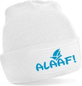 MUTS ALAAF WIT met NEON BLAUW - CARNAVAL one size fits all