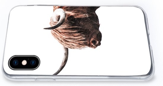 Coque pour iPhone X - Highlander écossais - Corne - Portrait - Coque en Siliconen téléphone