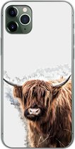 Geschikt voor iPhone 11 Pro Max hoesje - Schotse hooglander - Verf - Grijs - Siliconen Telefoonhoesje