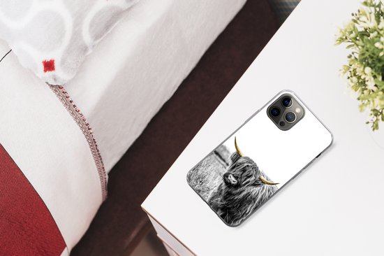 Coque iPhone 12 Pro Max - Highlander écossais - Or - Zwart - Wit - Siliconen