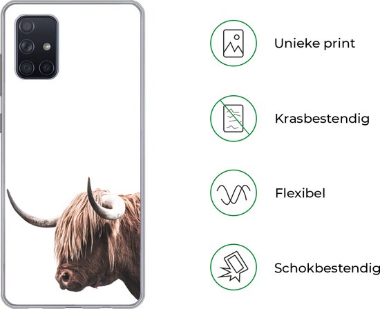 Coque Samsung Galaxy A51 - Scottish Highlander - Tête - Wit - Siliconen