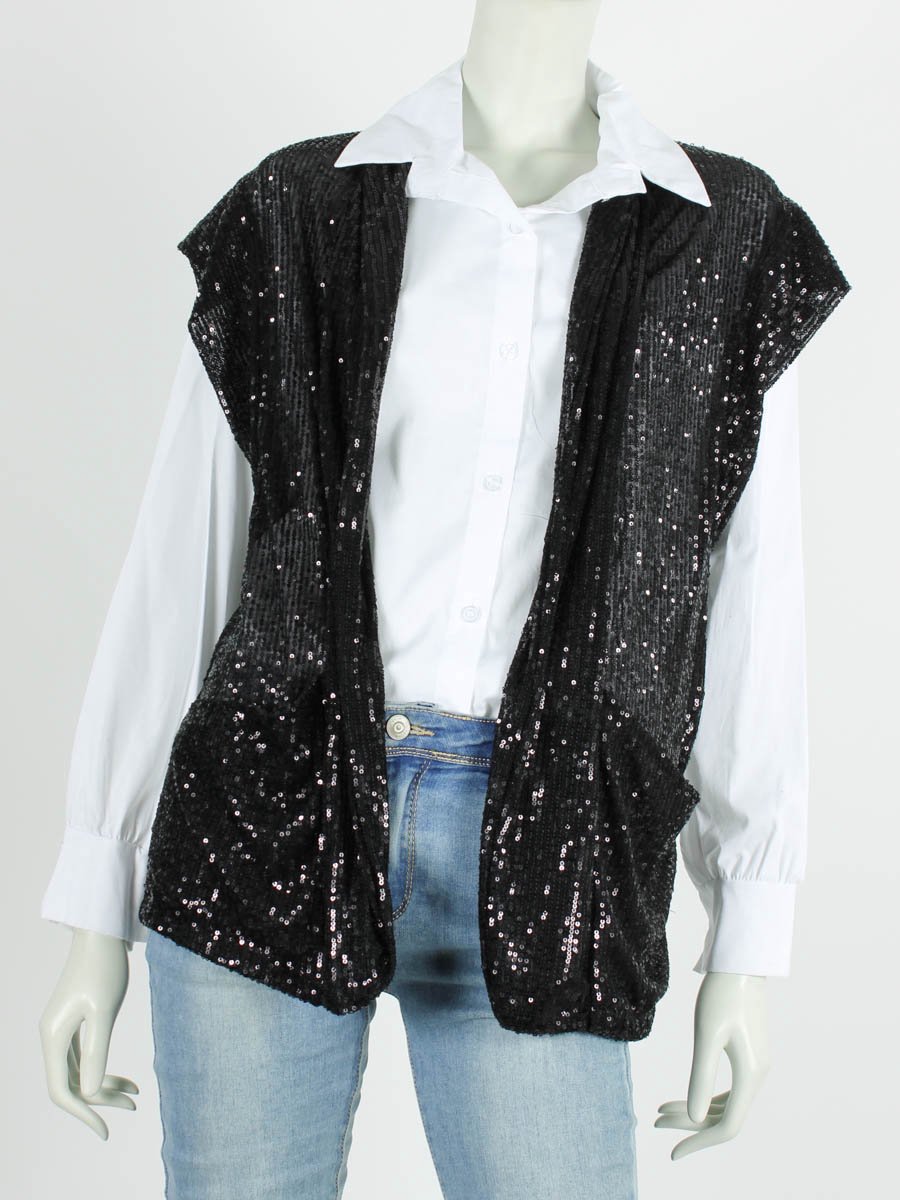 Mouwloze Pailletten Top Knalroze