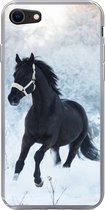 Geschikt voor iPhone SE 2020 hoesje - Paard - Sneeuw - Bos - Siliconen Telefoonhoesje