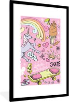 Affiche dans cadre photo enfant - Filles - Design - Unicorn - Arc-en-ciel - Rose - Décoration murale filles - Affiche licorne - 80x120 cm - Décoration chambre d'enfant