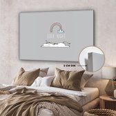 Canvas schilderij unicorn - Quotes - Good night - Eenhoorn - Tekst - Regenboog - Spreuken - Wanddecoratie meisjes - Kinderkamer decoratie - 140x90 cm