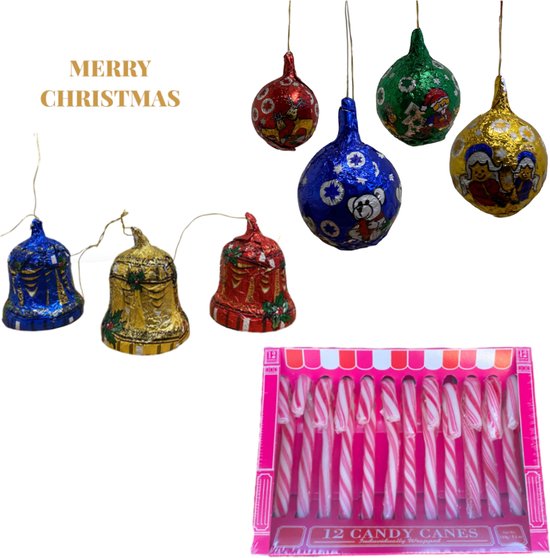 Kerstboom versier pakket - zuurstokken - chocolade kerstballen -  kerstklokken - Kerst... | bol.com