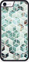 iPhone 8 Hardcase hoesje Groen Hexagon Marmer - Designed by Cazy
