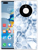 Huawei Mate 40 Pro Hoesje Blue Marble Hexagon Designed by Cazy