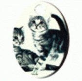Metalen sleutelhangen - katten (zwart/wit) - met gouden ring